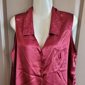 Vintage Silk Pajamas Wine 2pc Set